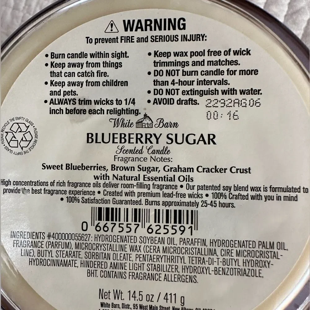 Bath & Body Works 3 Wick Scented Candle Blueberry Sugar